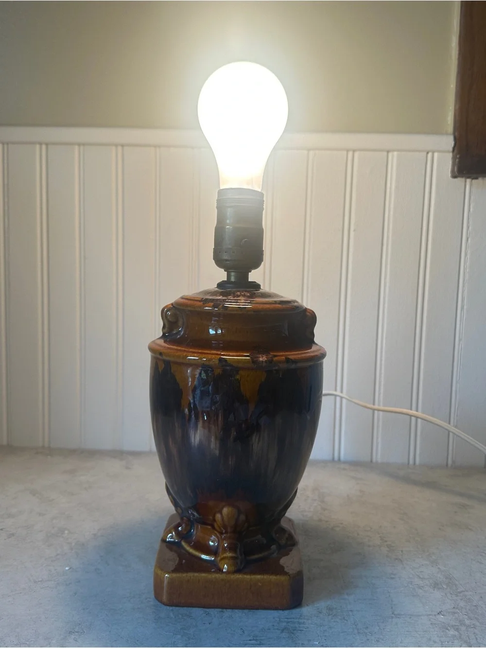Brush McCoy Pottery Onyx Drip Glaze Urn Table Lamp Brown Arts & Crafts 1920s 30s